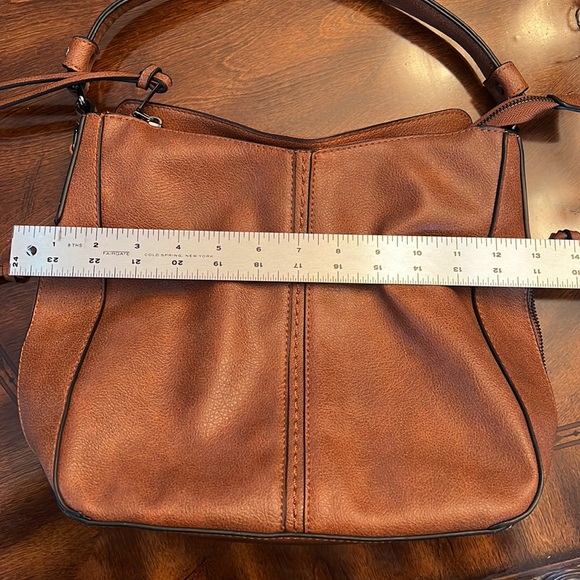 Cognac Leather Hobo Bag with Tassel Detail - Picture 6 of 7
